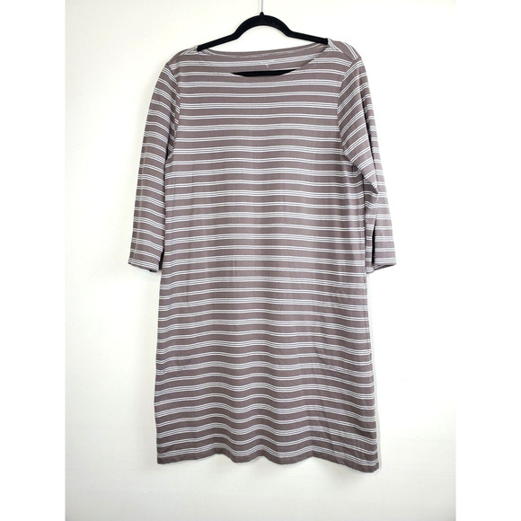 Garnet Hill Womens 14 DRESS STRIPED Brown White ORGANIC COTTON Pockets XL - Picture 8 of 8